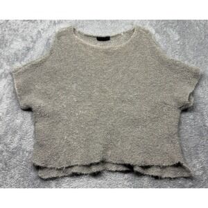 Fabiana Filippi Alpaca Mohair Knit Sweater Womens L Gray Short Sleeve Fuzzy